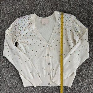 Cinq à Sept Cream Sequin Cardigan Feminine Whimsical Fairy core Wool blend XS